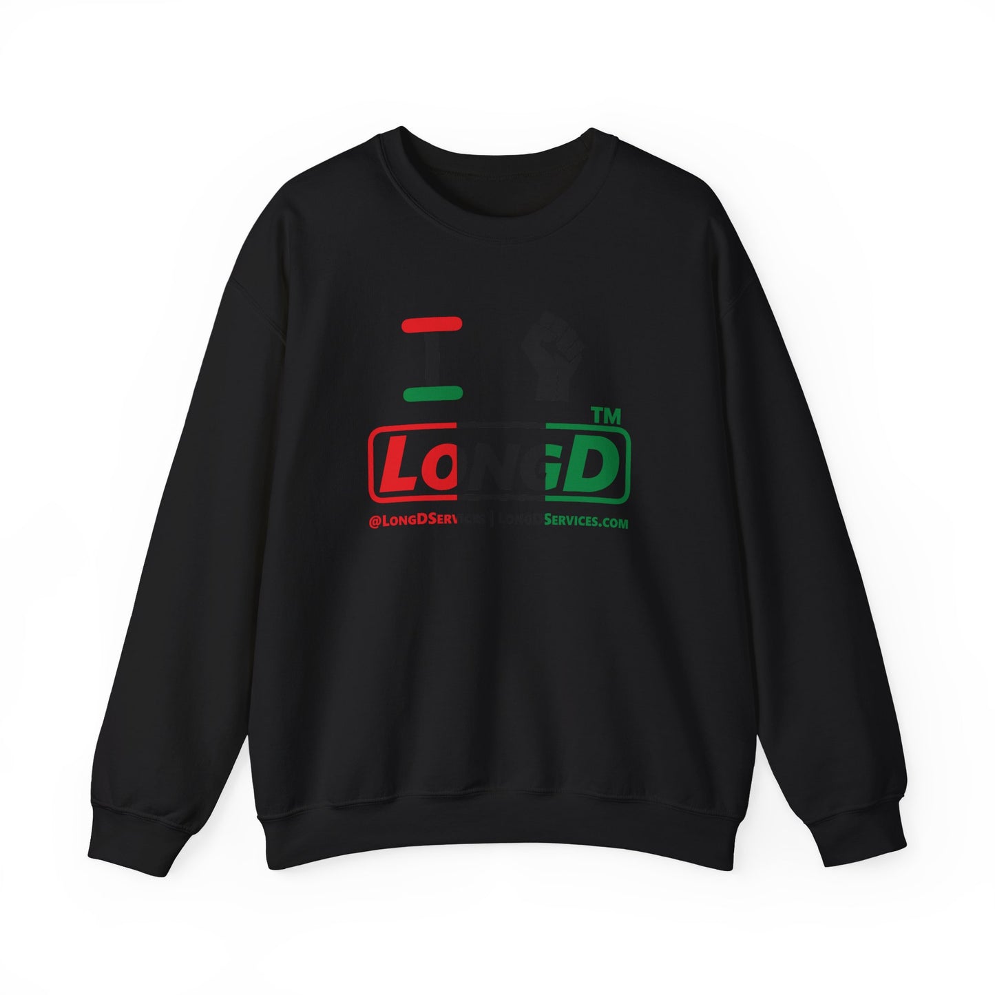 I fist LongD positive vertical 3-striped tag-domain logo crewneck sweatshirt