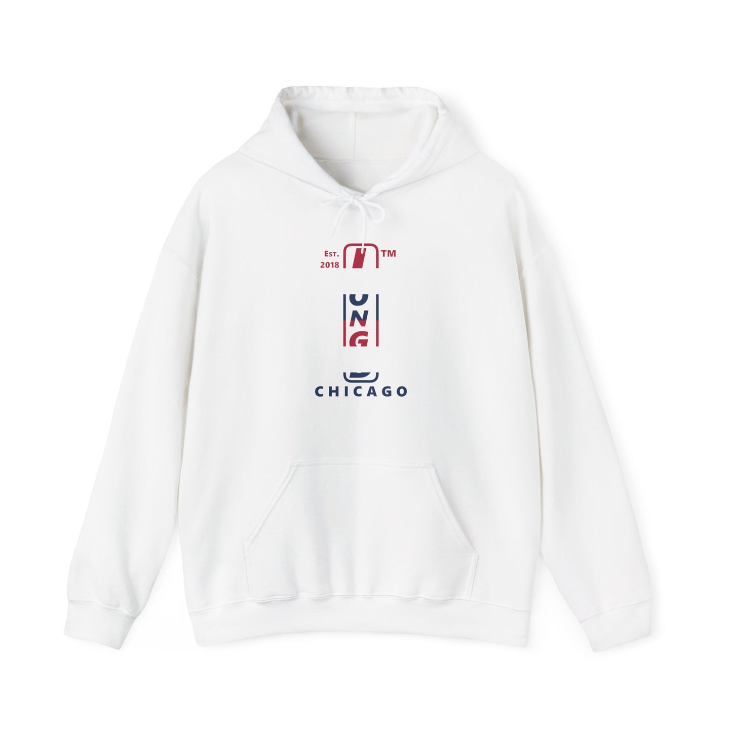 LongD® positive horizontal 6-striped upright Chicago logo hoodie