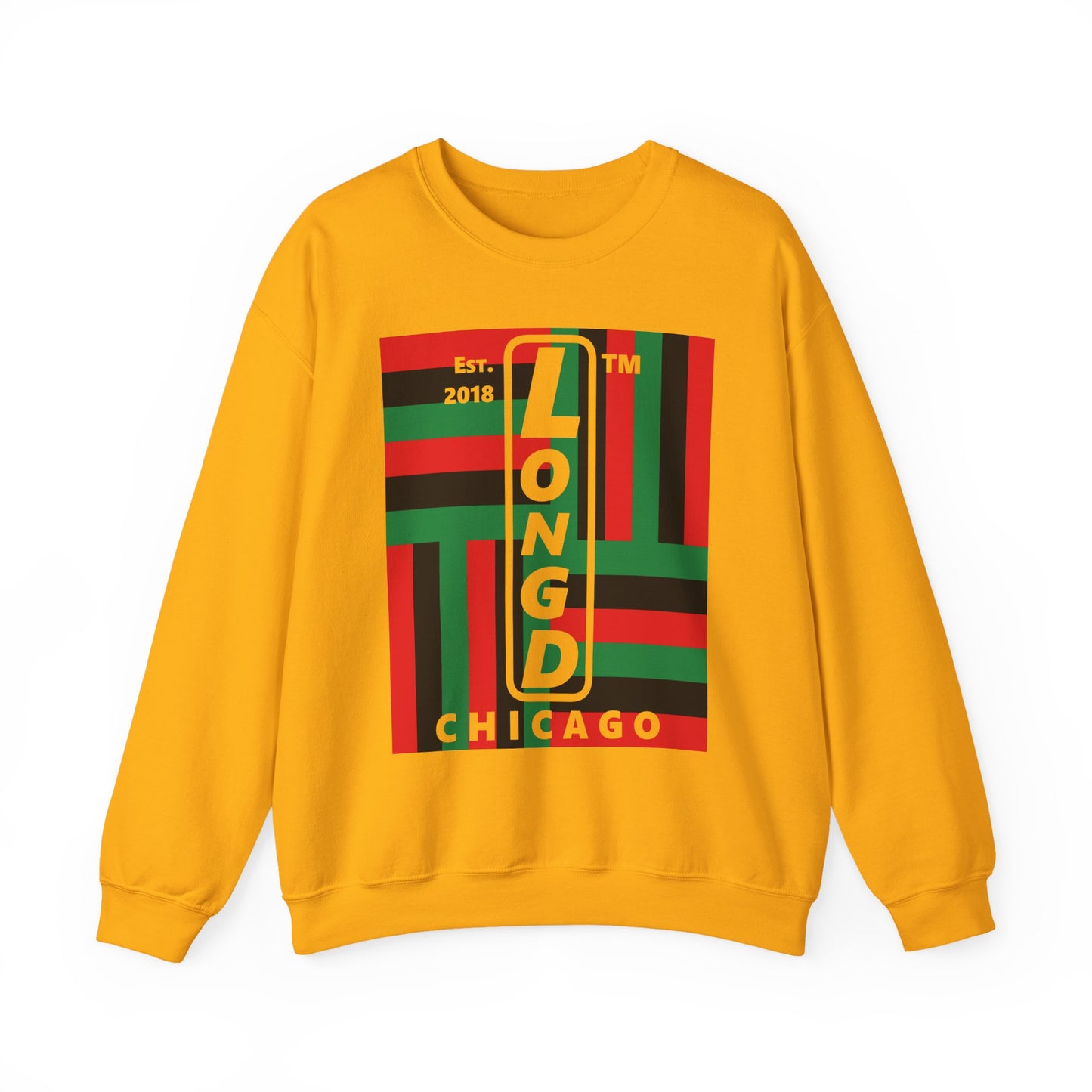 LongD negative windmill Chicago upright logo crewneck sweatshirt (Juneteenth colors)