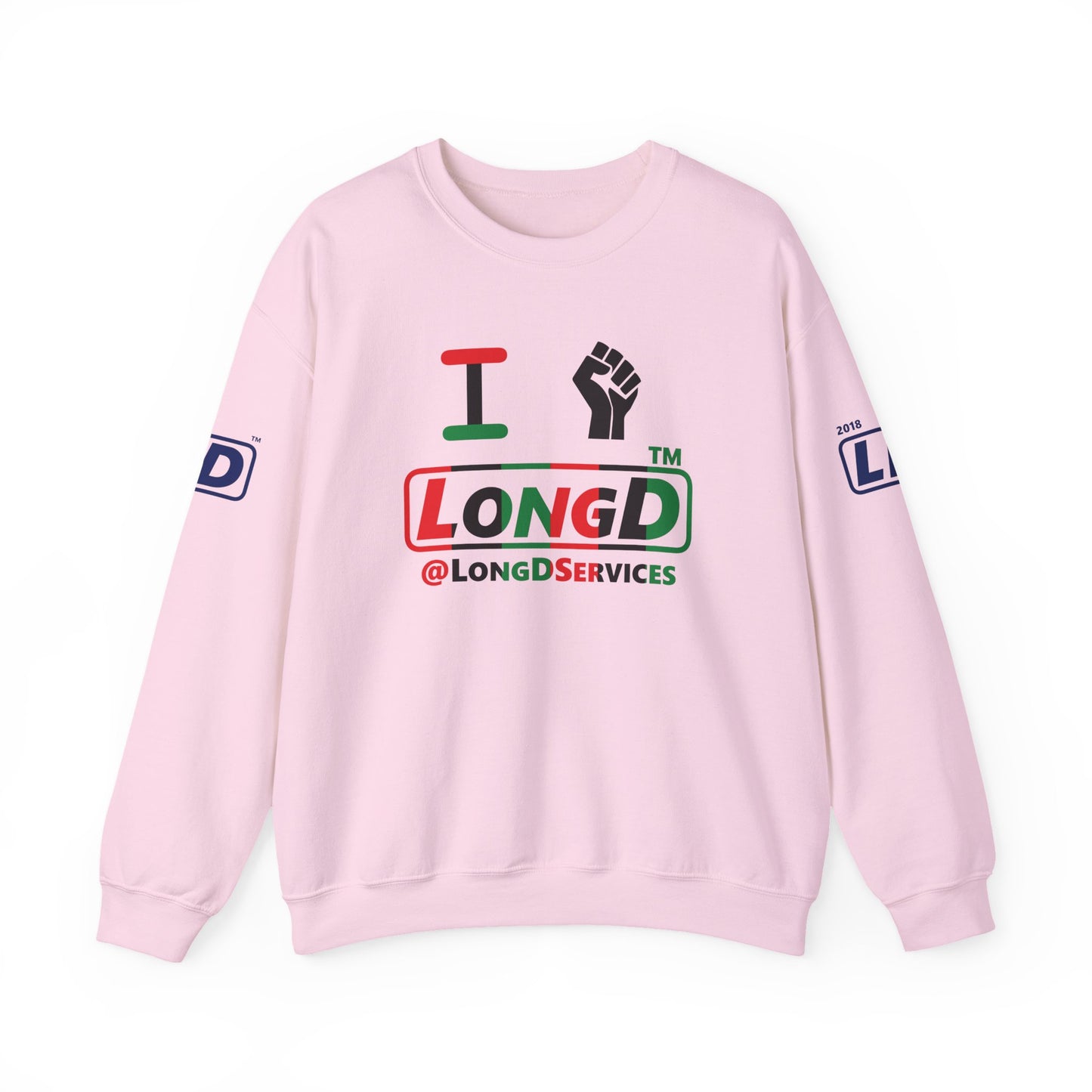 I fist LongD positive vertical 6-striped 4-print tag logo crewneck sweatshirt