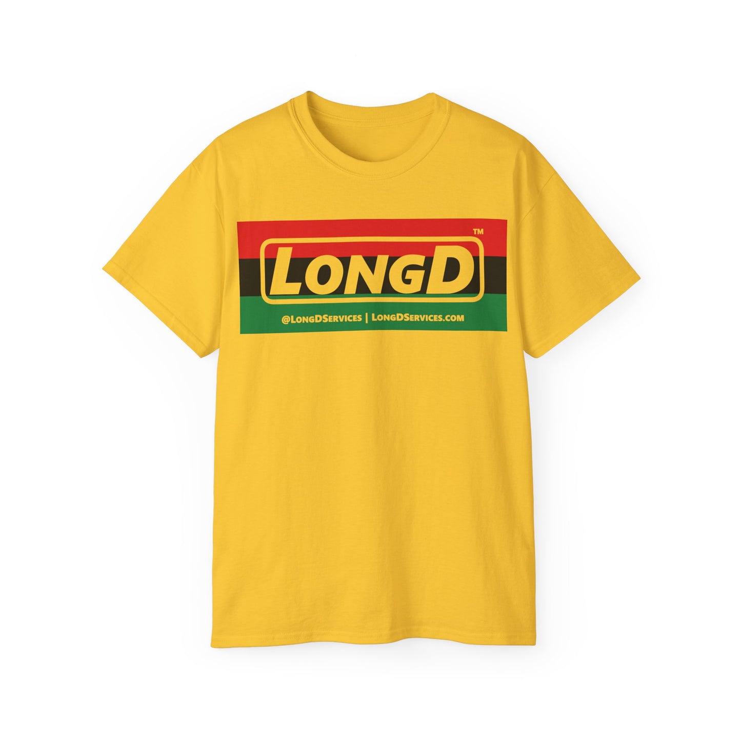 LongD® Logo Cotton Tee Juneteenth negative striped text