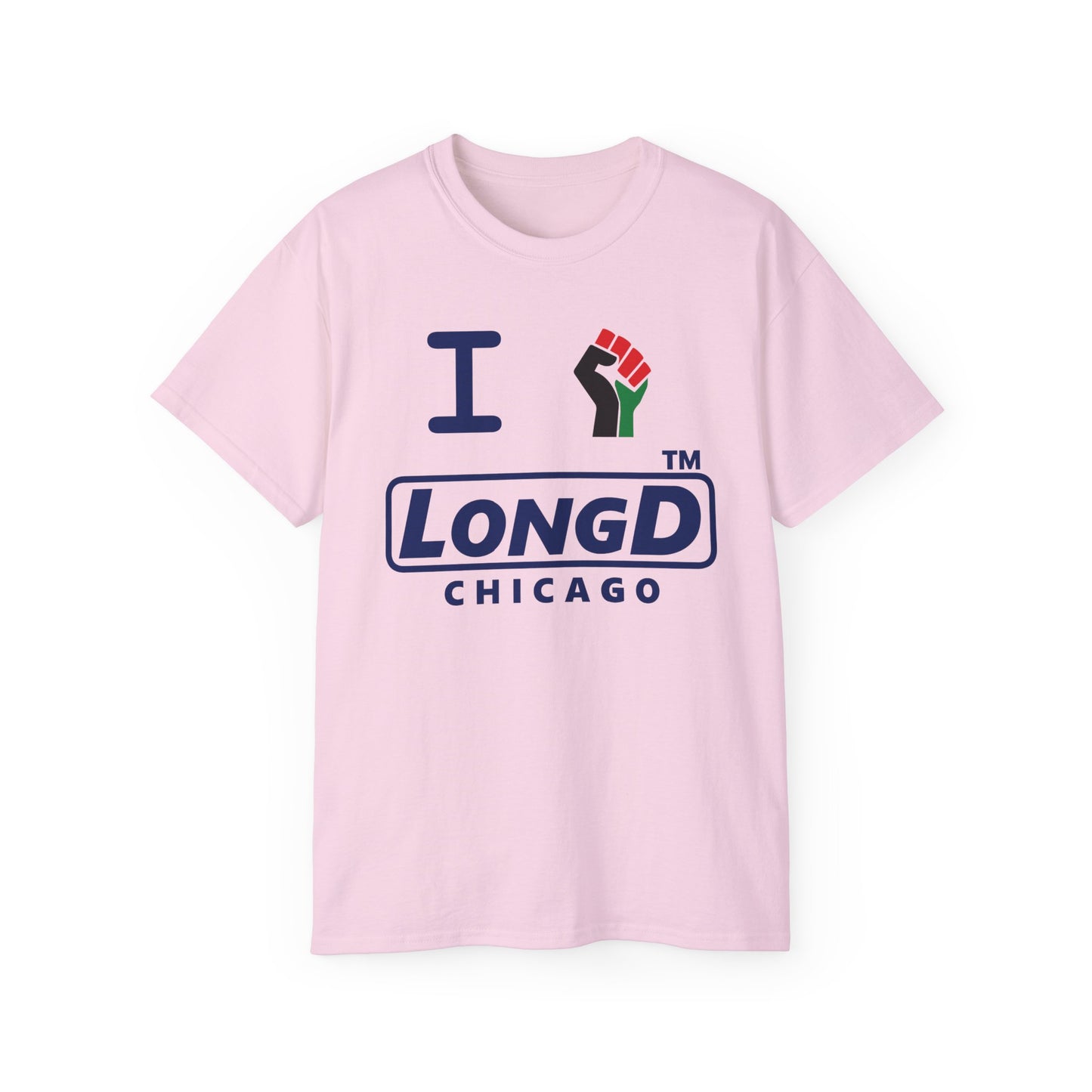 I fist LongD official Chicago logo cotton tee with multicolored fist