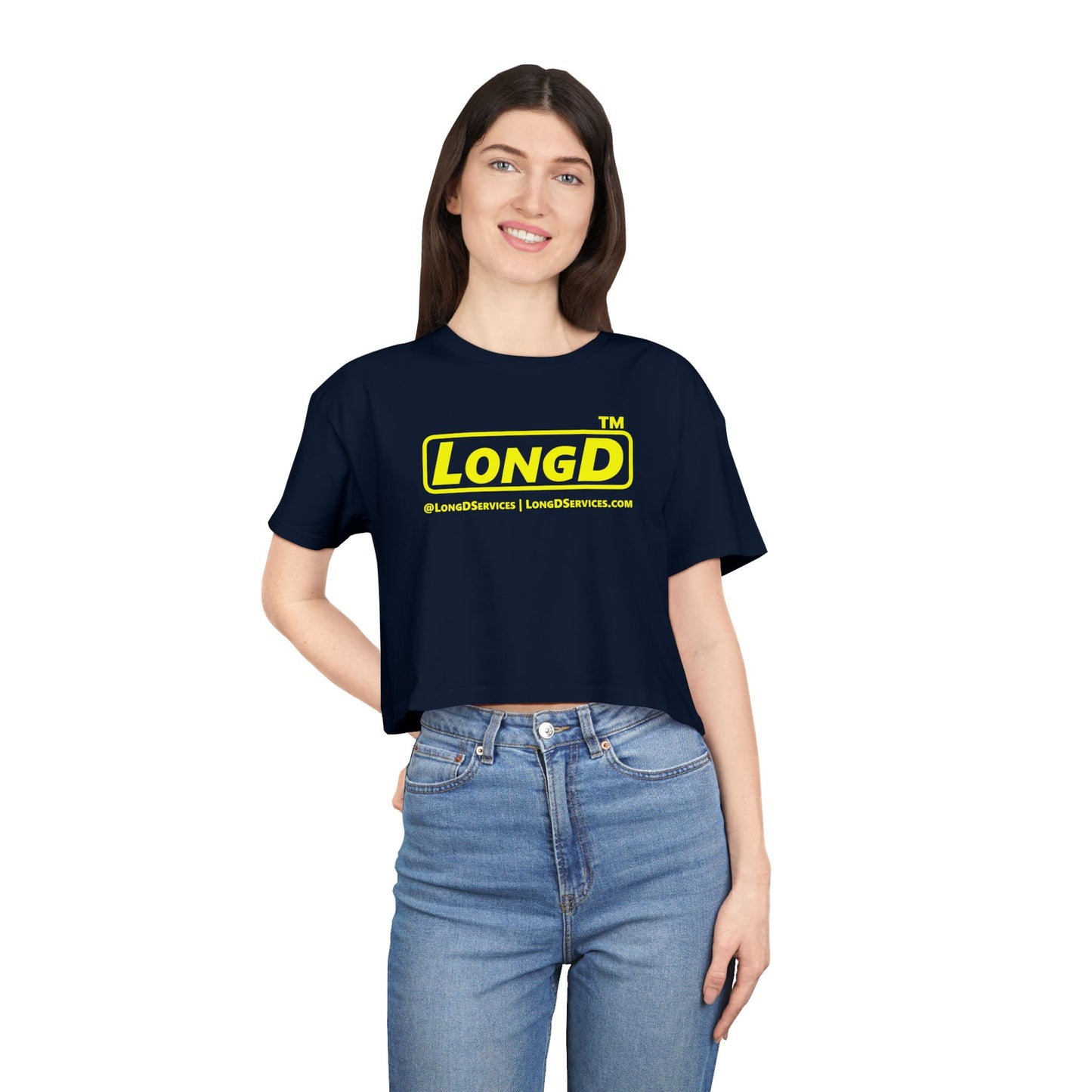 LongD Tag-domain positive alternate basic logo crop tee