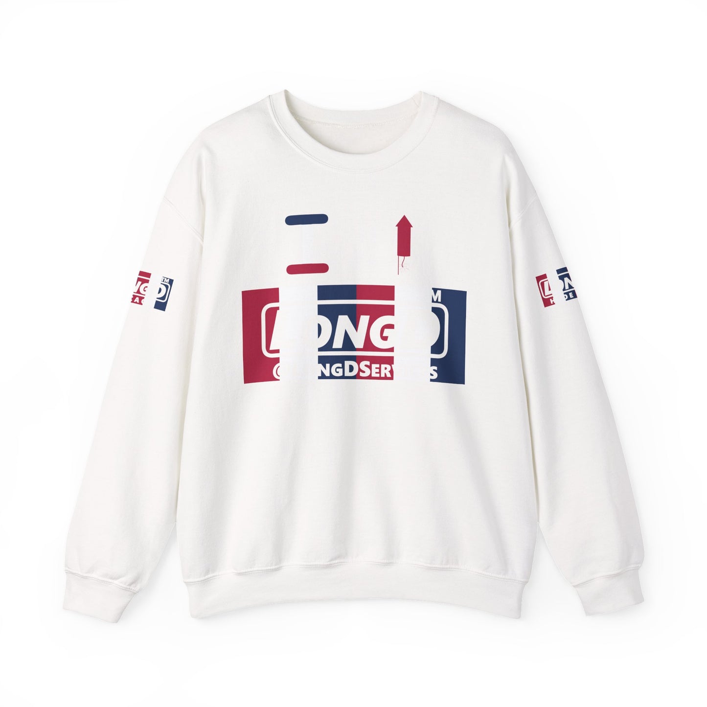 I firecracker LongD positive vertical 6-striped 4-print tag logo crewneck sweatshirt