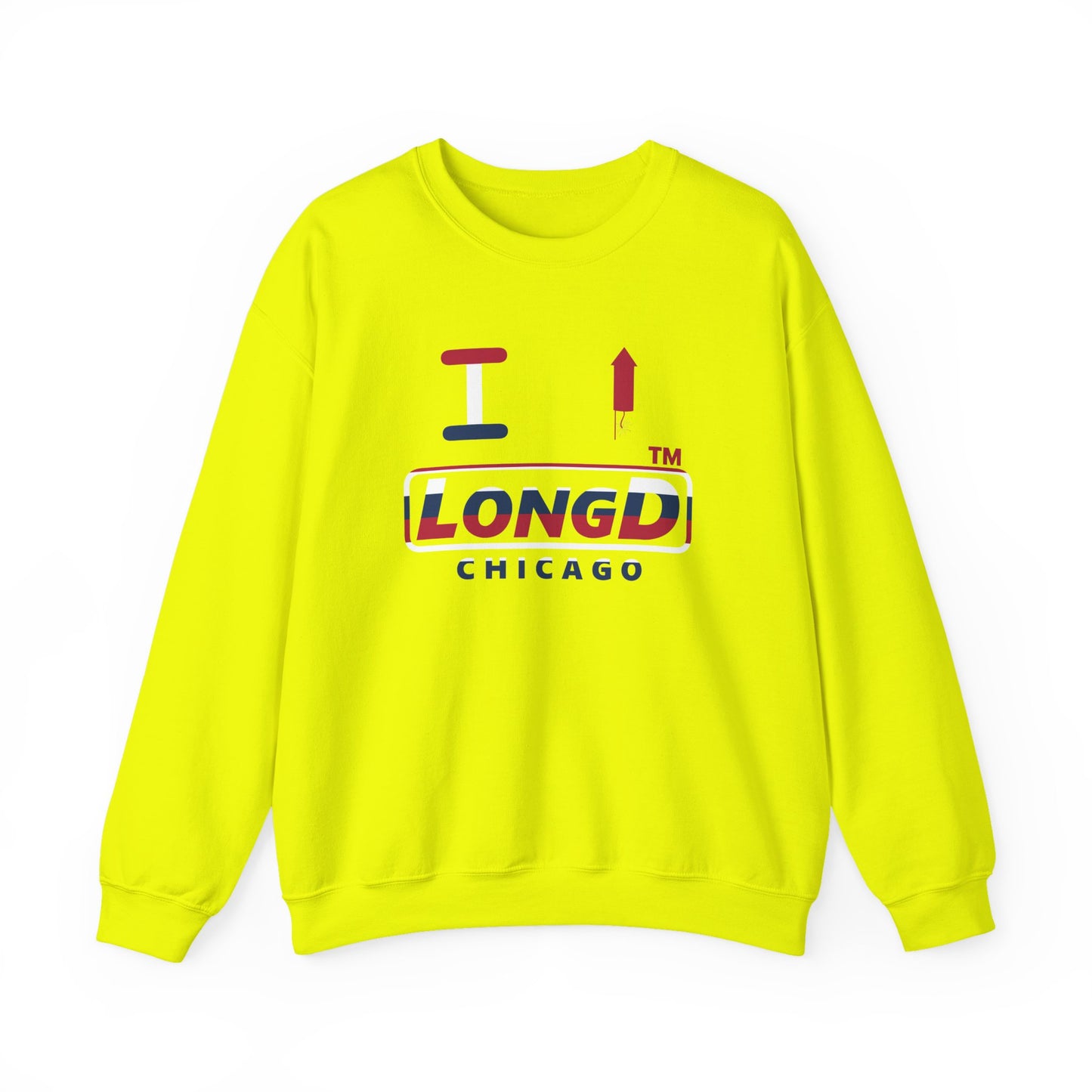 I firecracker LongD positive horizontal 6-striped Chicago logo crewneck sweatshirt