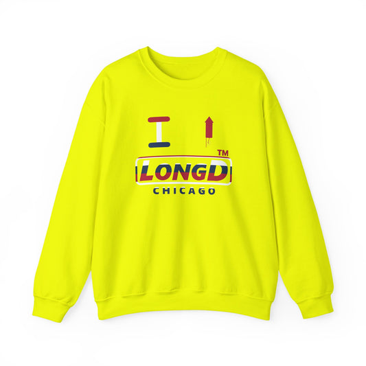 I firecracker LongD positive horizontal 6-striped Chicago logo crewneck sweatshirt