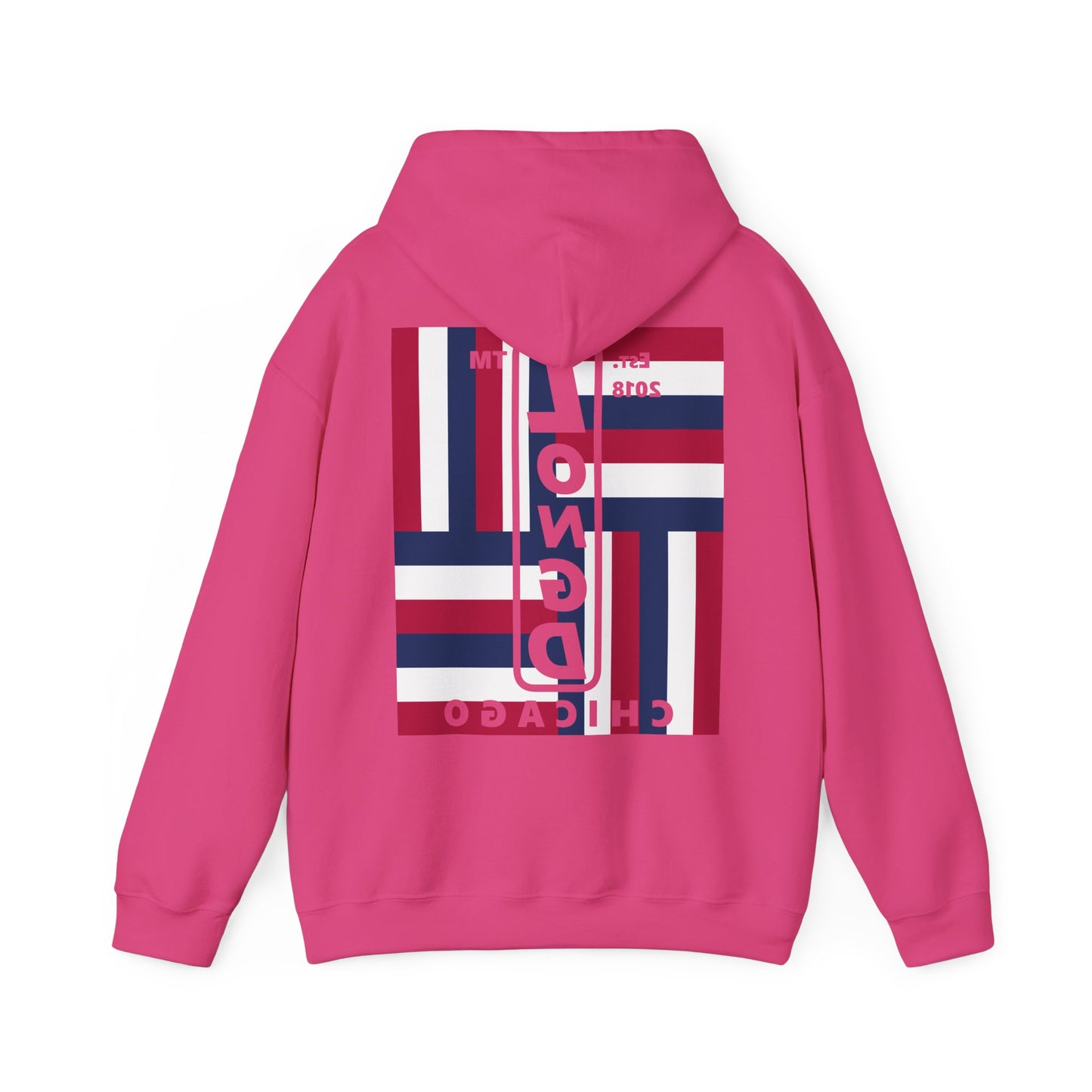 LongD single-breasted negative windmill front-back Chicago upright logo hoodie (Patriotic colors)