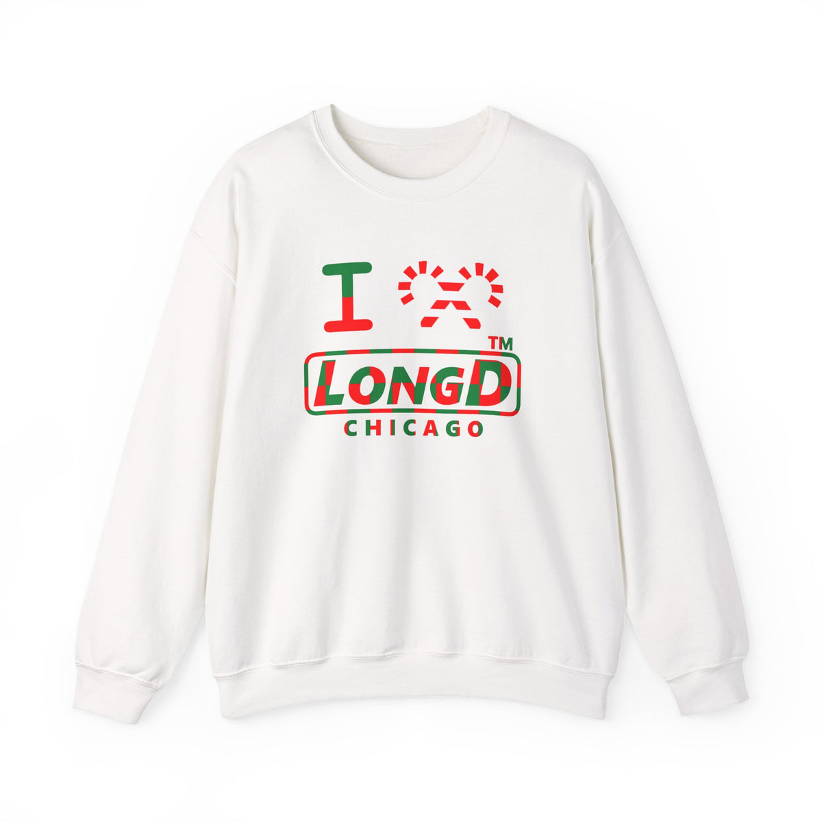 I candy cane LongD Chicago positive checkered logo crewneck sweatshirt