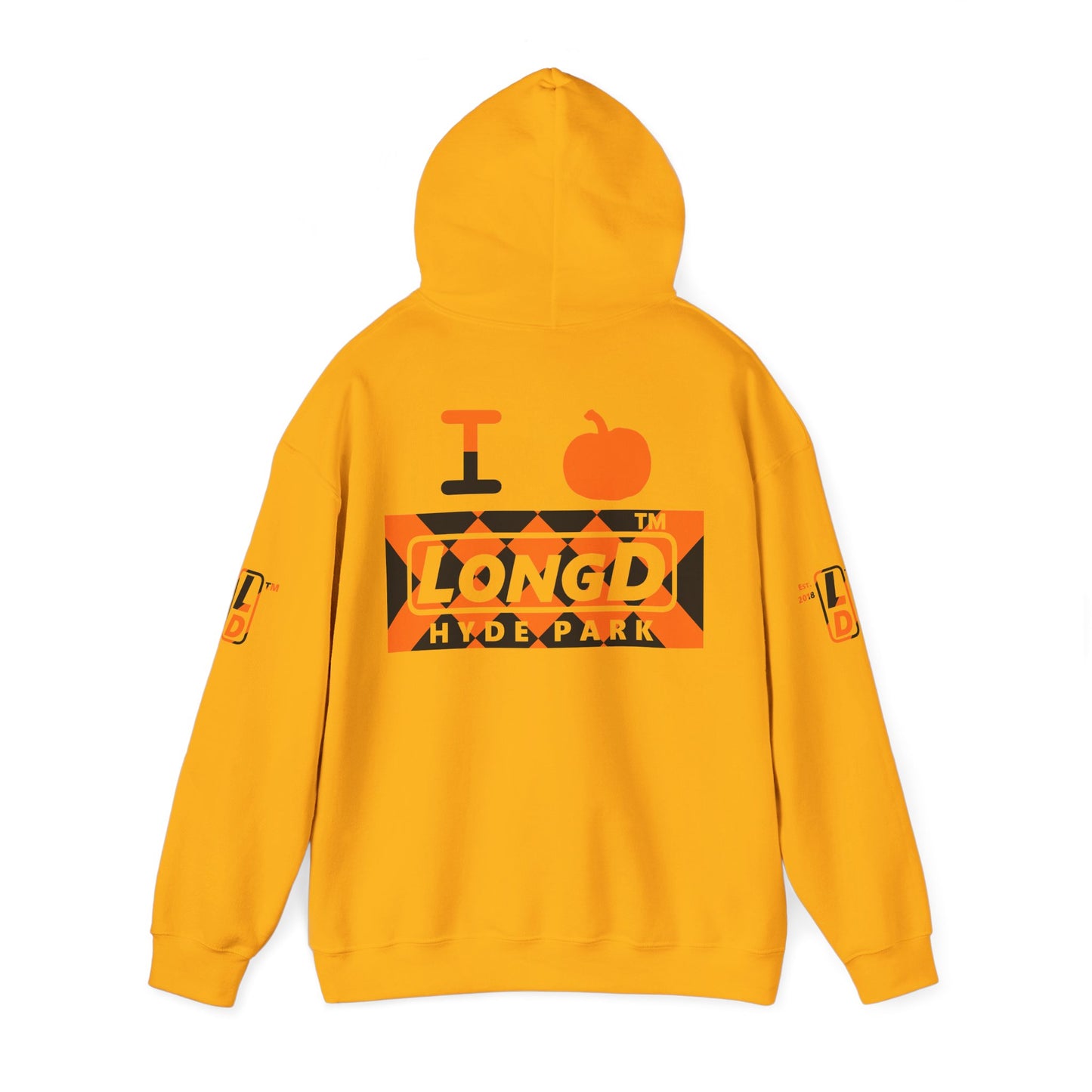 I pumpkin LongD Hyde Park negative stylized argyle 4-print logo hoodie