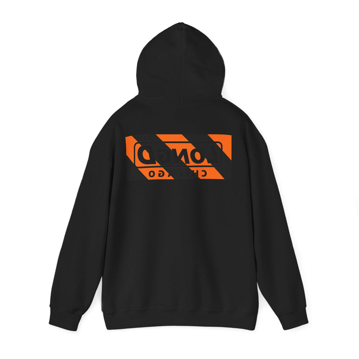 LongD Chicago negative diagonal 6-striped front-back logo (Halloween colors) hoodie