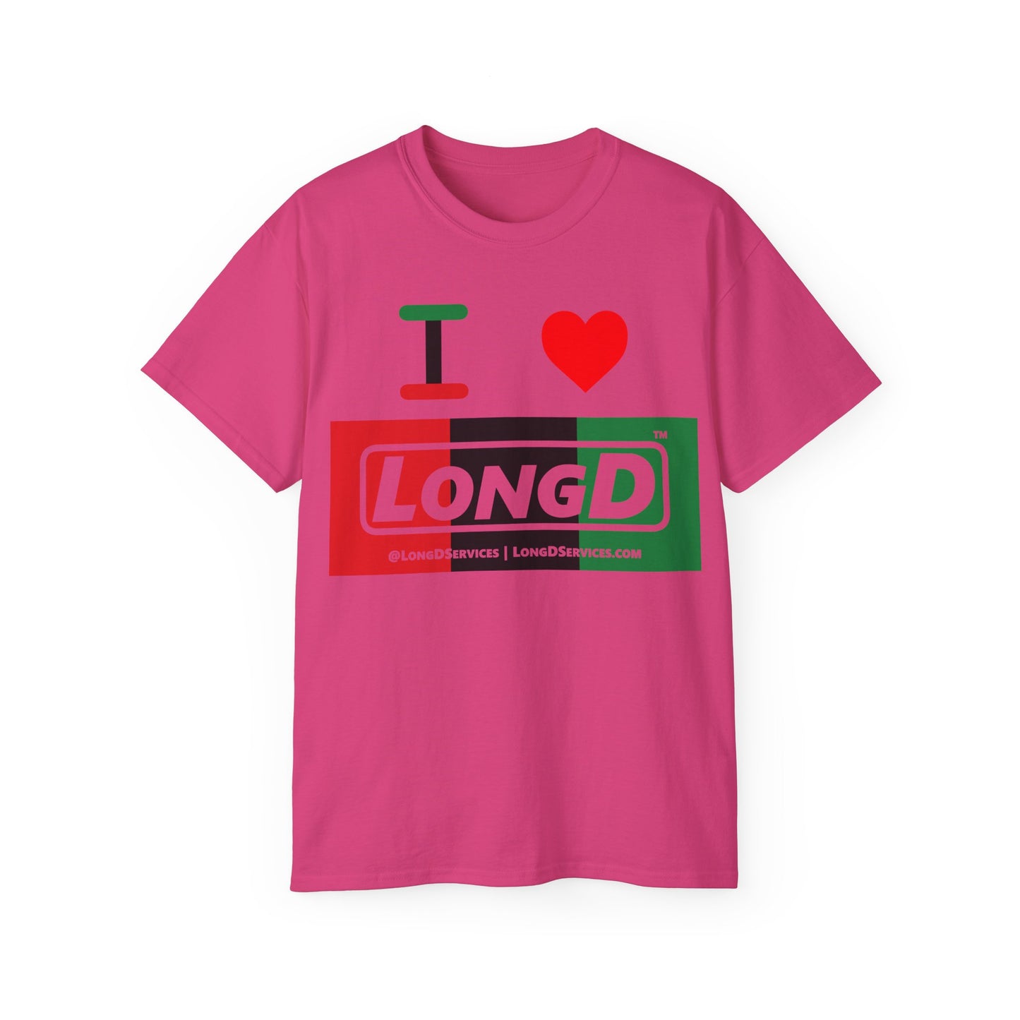I Luv LongD® Logo Cotton Tee Juneteenth negative thirds text