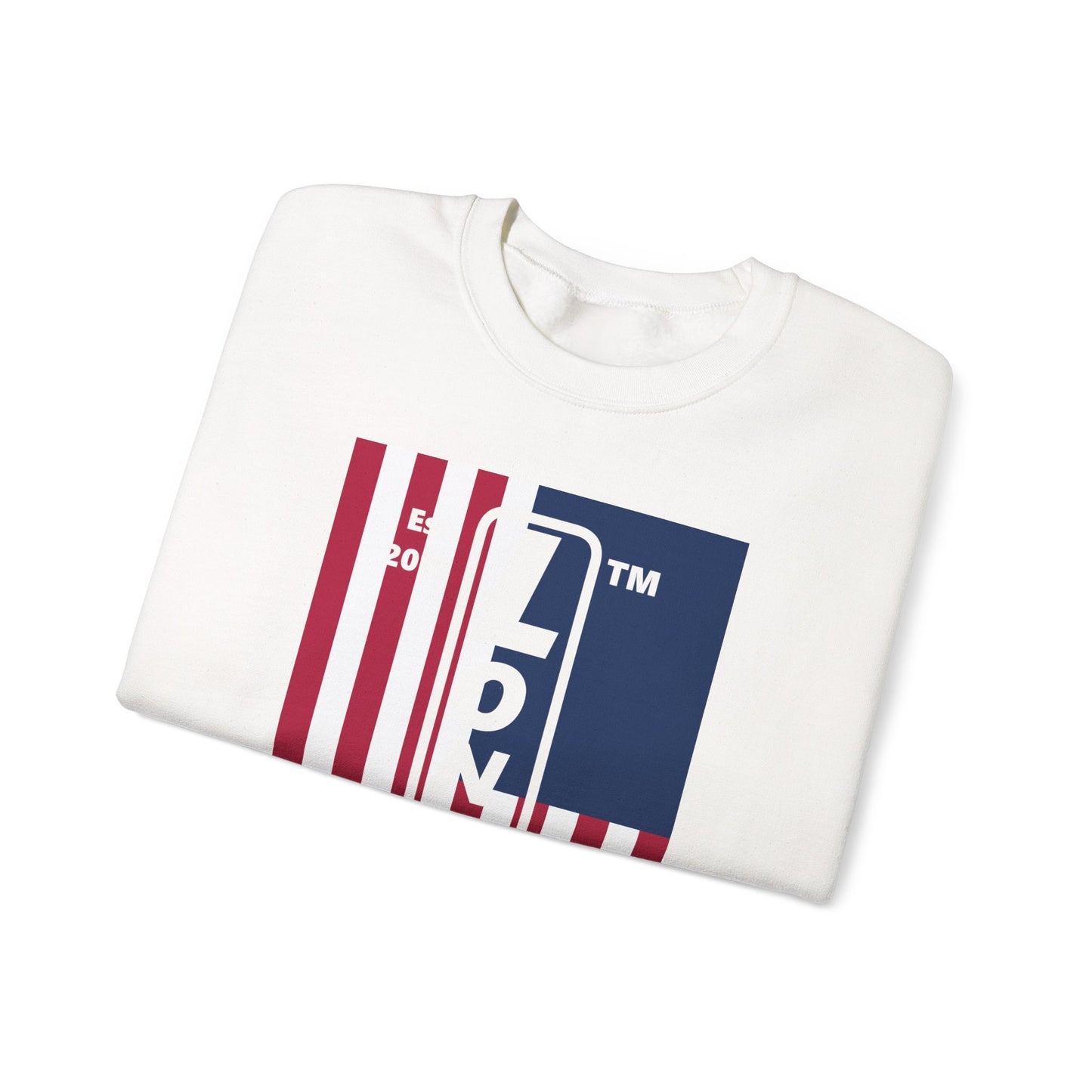 LongD negative cropped flag Chicago logo crewneck sweatshirt (patriotic colors)