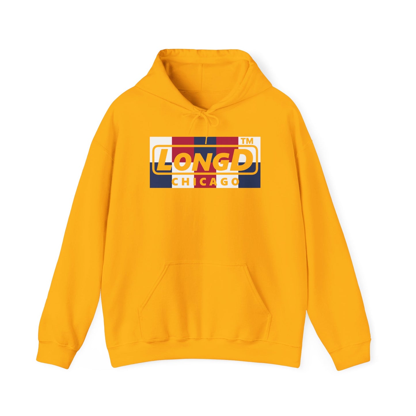 LongD® negative 2x5 Chicago logo hoodie (patriotic colors)