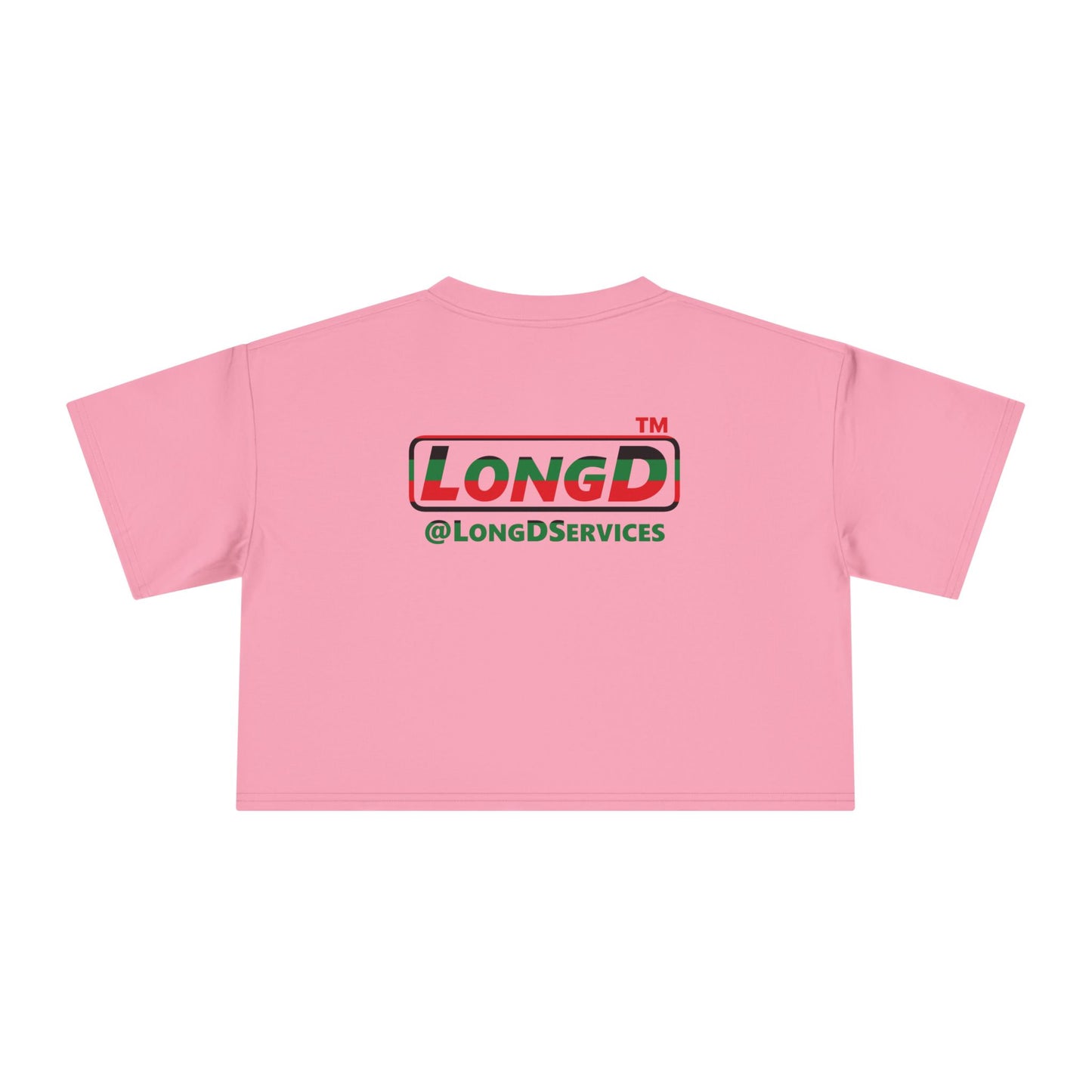 LongD positive horizontal 6-striped Chicago logo crop tee (Juneteenth colors)