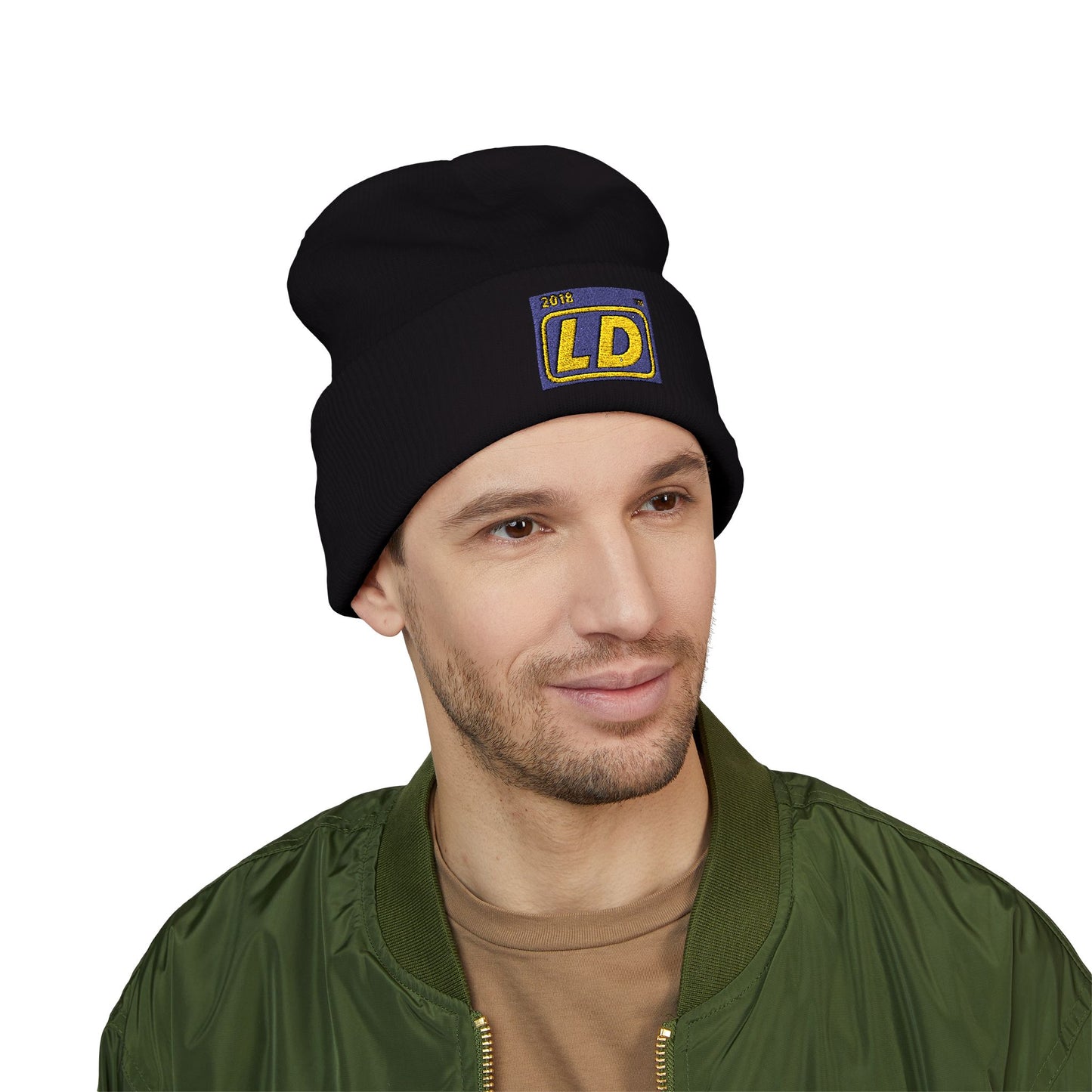Embroidered Classic Cuffed Beanie reverse official logo initials
