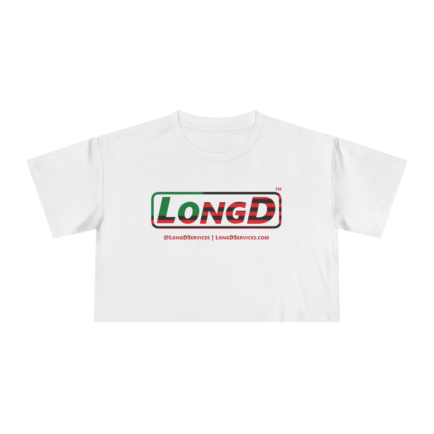 LongD Logo Women's Crop Tee (Juneteenth positive flag logo)