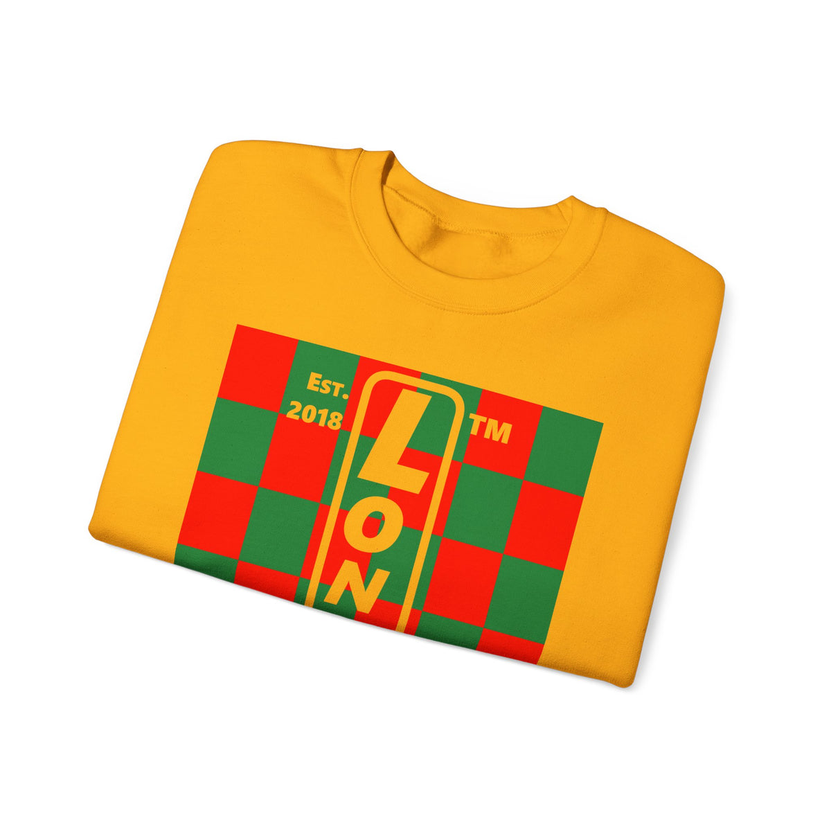 LongD Chicago negative upright checkered front-back logo (Xmas colors) crewneck sweatshirt