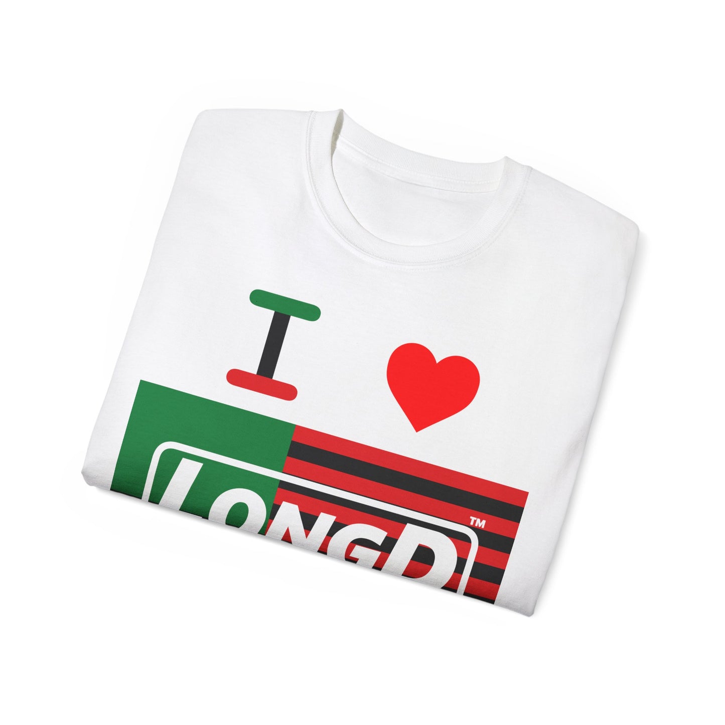 I Luv LongD® Logo Cotton Tee Juneteenth negative flag