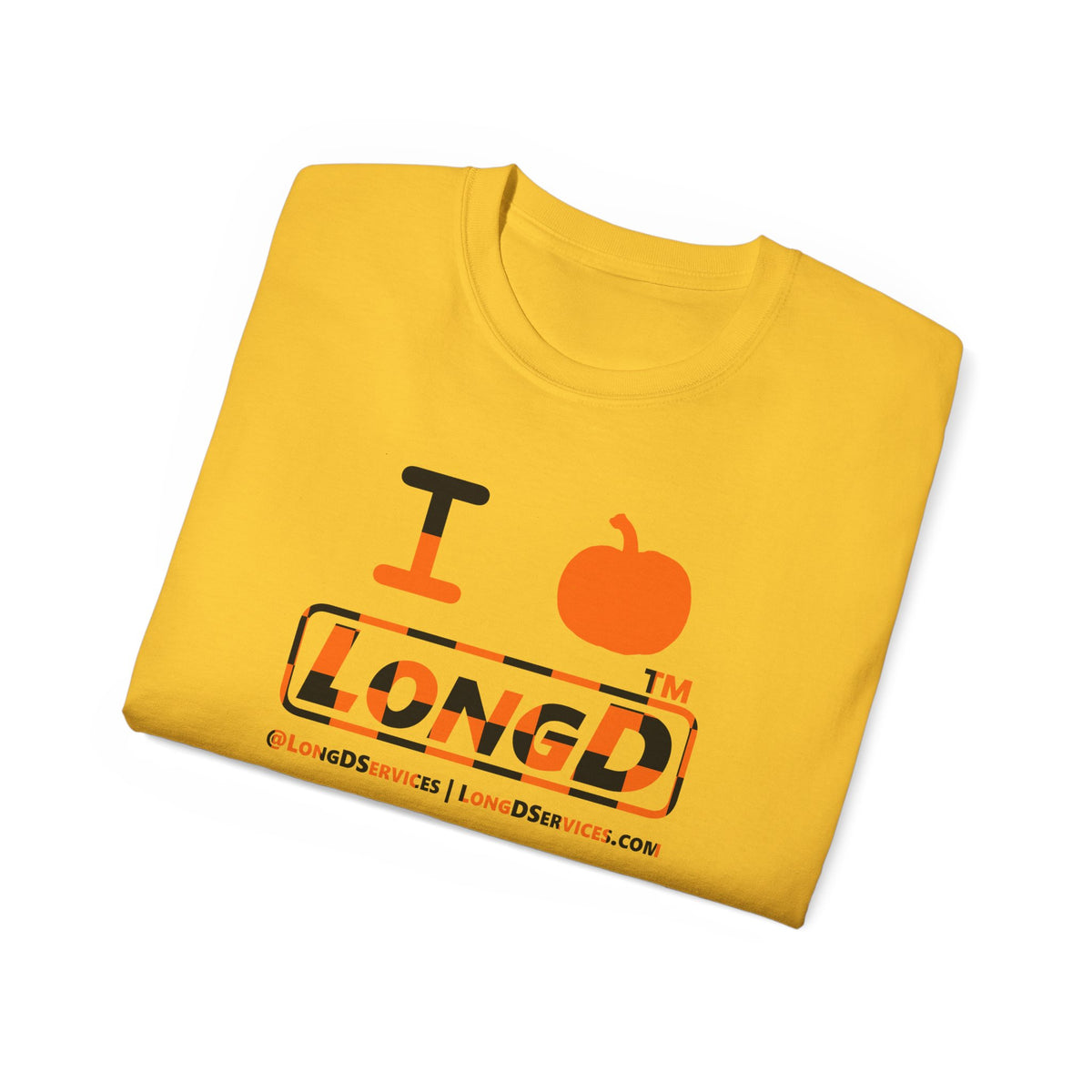 I pumpkin LongD Tag-domain positive checkered logo cotton tee