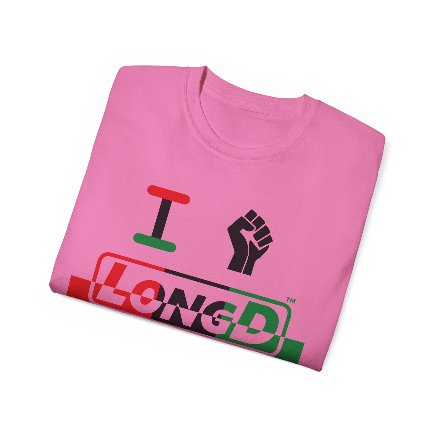 I Fist LongD® Logo Cotton Tee Juneteenth black fist positive top negative bottom text