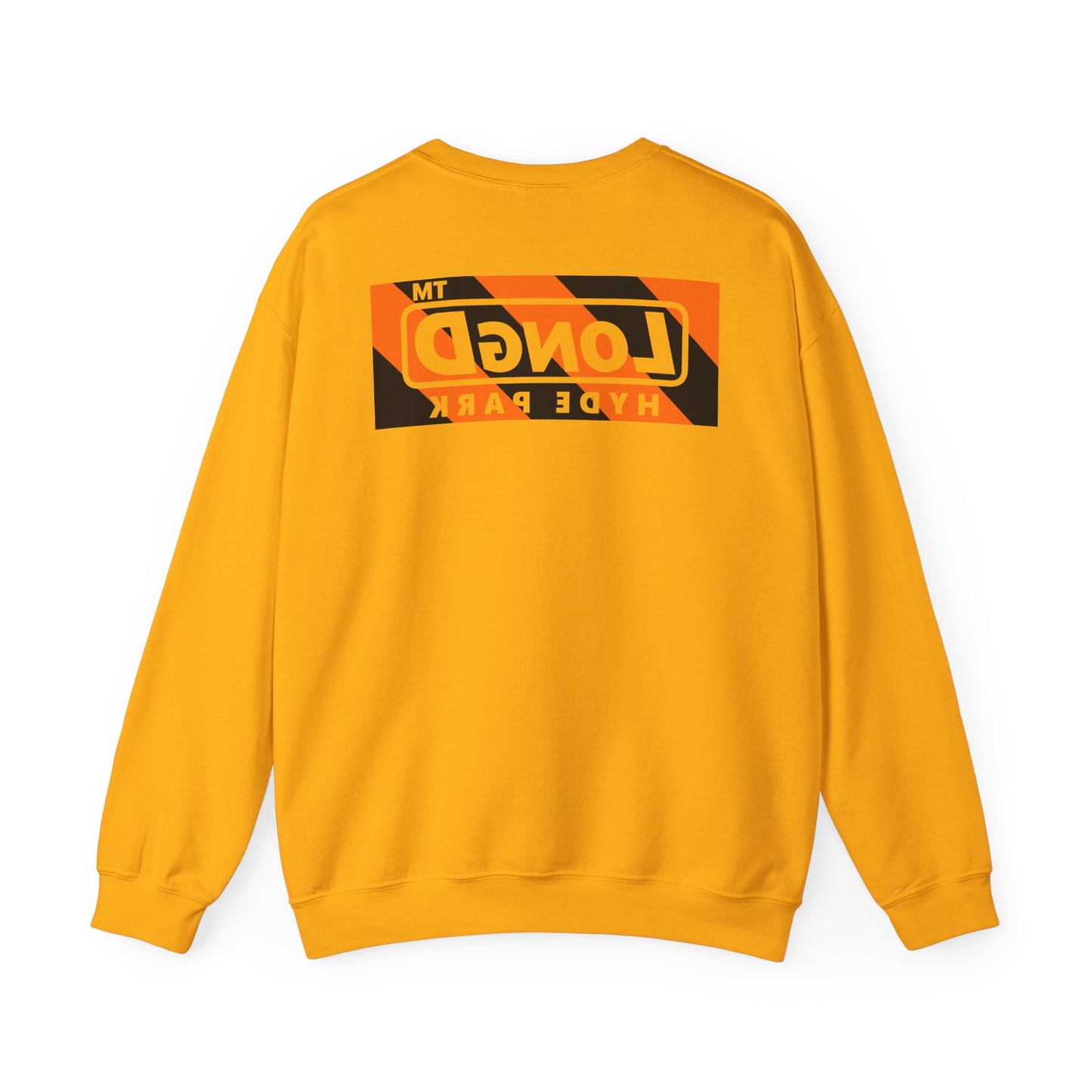 LongD Hyde Park negative diagonal 6-striped front-back logo (Halloween colors) crewneck sweatshirt