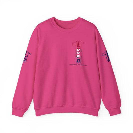 LongD positive horizontal 3-striped tag-domain upright 4-print single-breasted logo crewneck sweatshirt (patriotic colors)