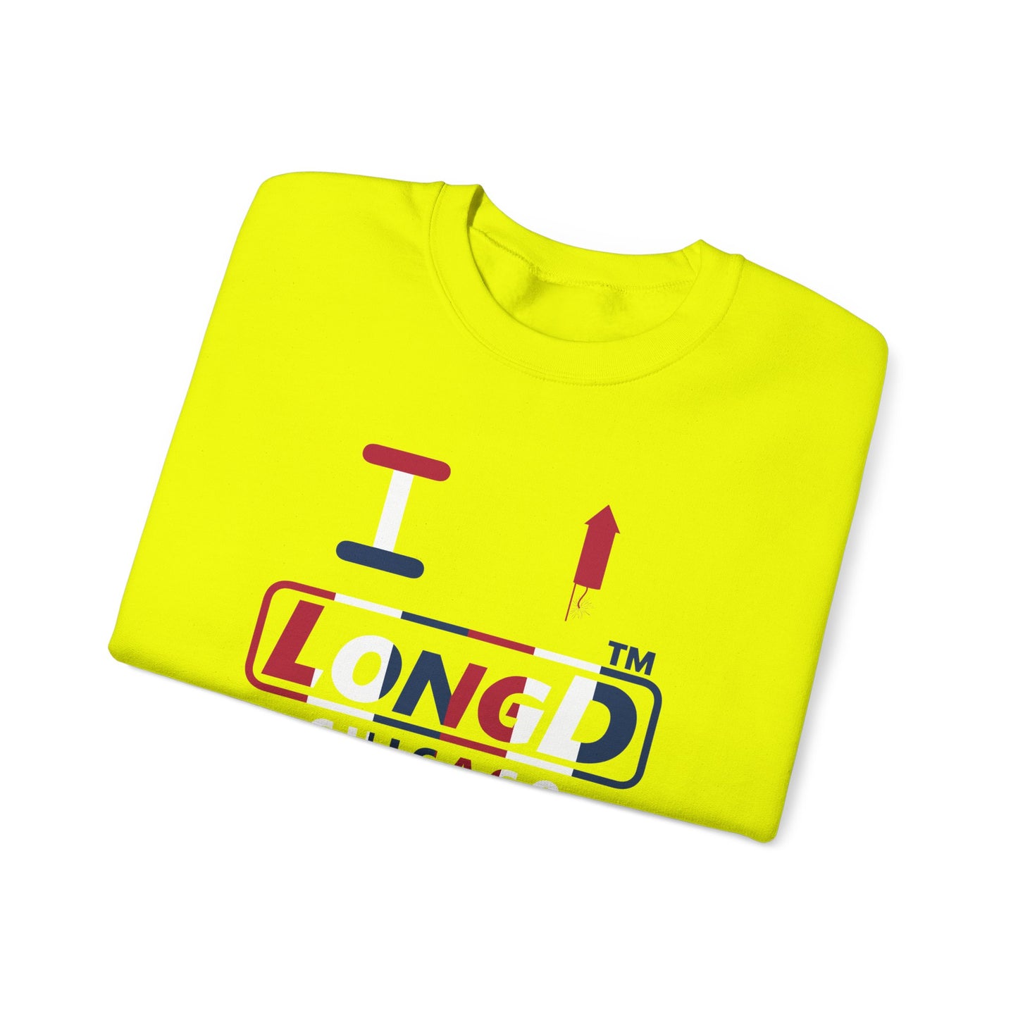 I firecracker LongD positive vertical 6-striped Chicago logo crewneck sweatshirt