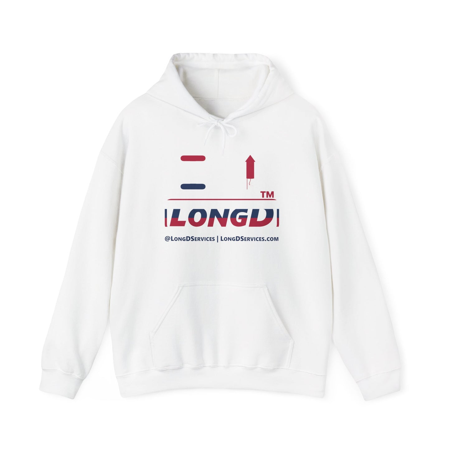 I firecracker LongD® positive horizontal 6-striped tag-domain logo hoodie
