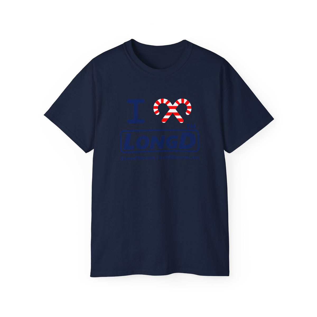 I candy cane LongD Tag-domain positive official basic navy front-back logo cotton tee