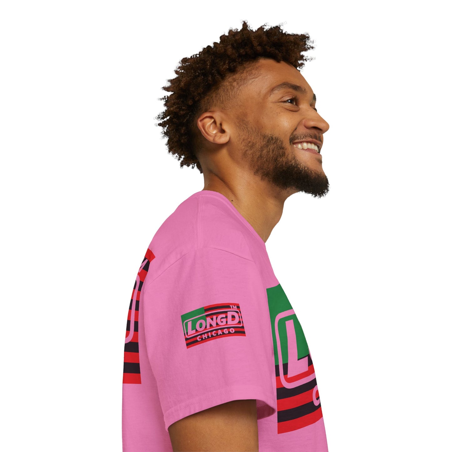 LongD negative flag Chicago logo 4-print cotton tee (Juneteenth colors)