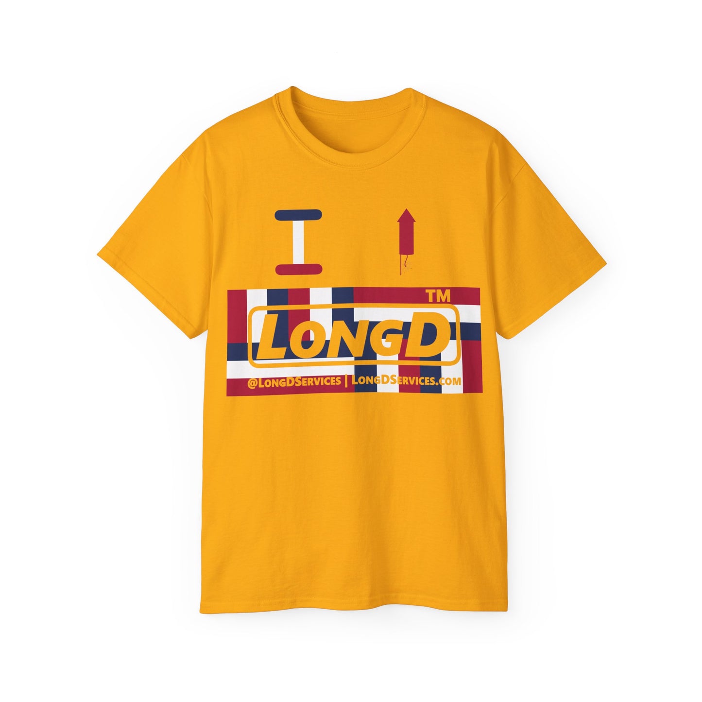 I firecracker LongD negative modified windmill tag-domain logo cotton tee