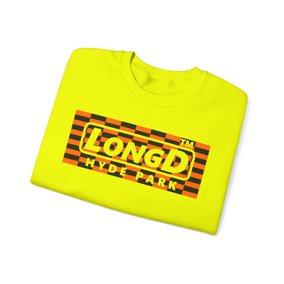 LongD Hyde Park negative tiled logo (Halloween colors) crewneck sweatshirt