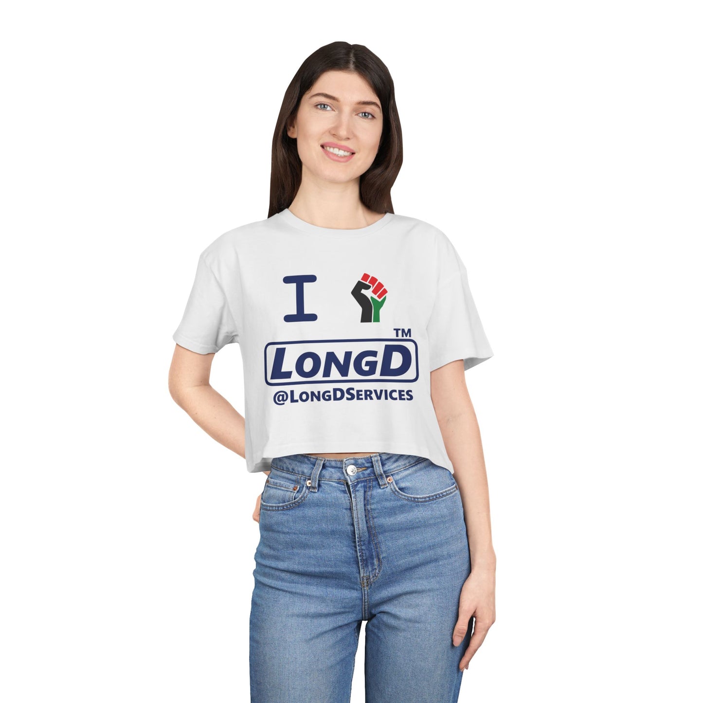 I fist LongD official front-back tag logo crop tee