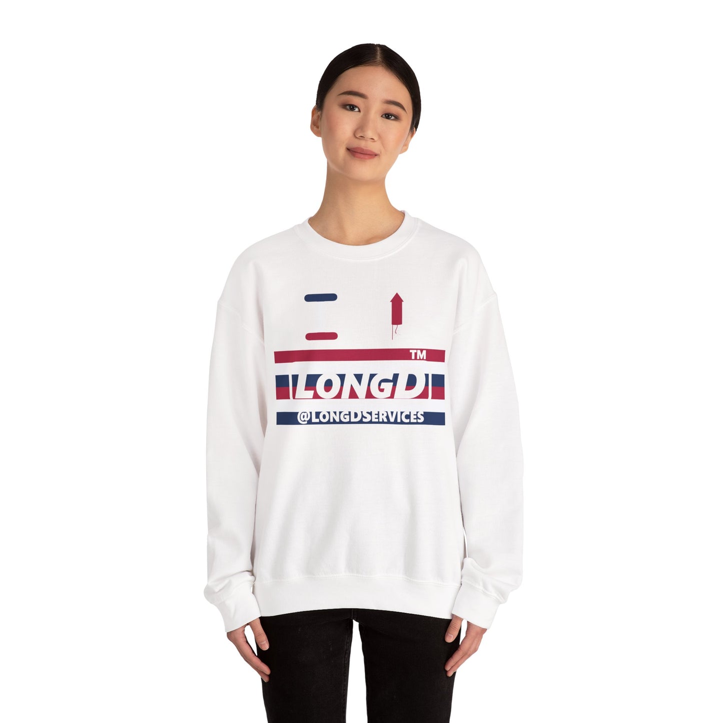 I firecracker LongD negative horizontal 6-striped tag logo crewneck sweatshirt