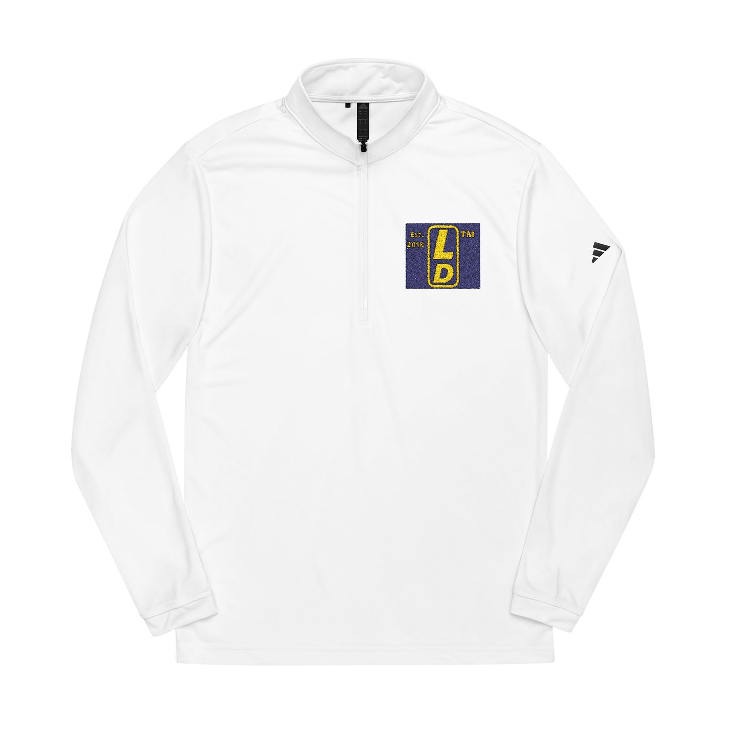 Embroidered adidas® Quarter-Zip pullover official reverse logo upright initials