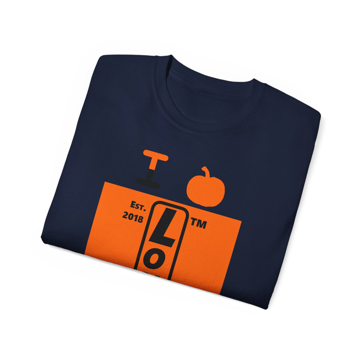 I pumpkin LongD Chicago upright logo positive black on negative orange cotton tee