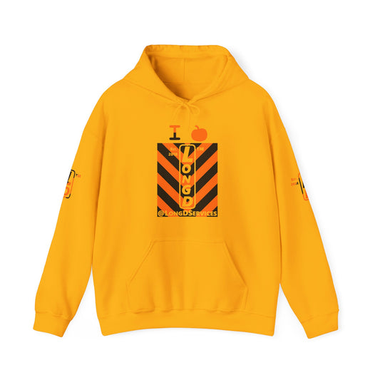 I pumpkin LongD Tag negative upright downward chevron 4-print logo hoodie