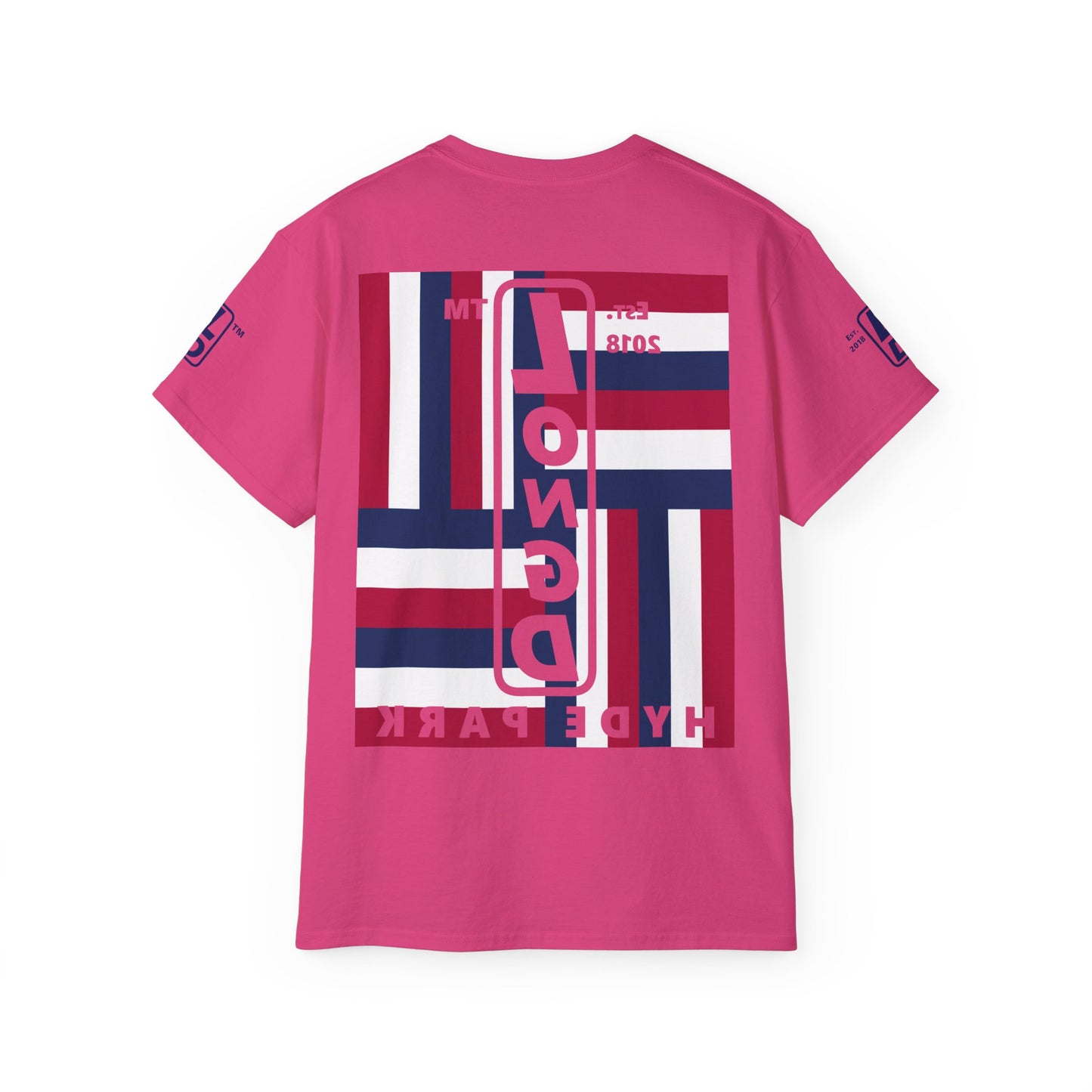 LongD cotton tee negative windmill 4-print Hyde Park upright logo (Patriotic colors)