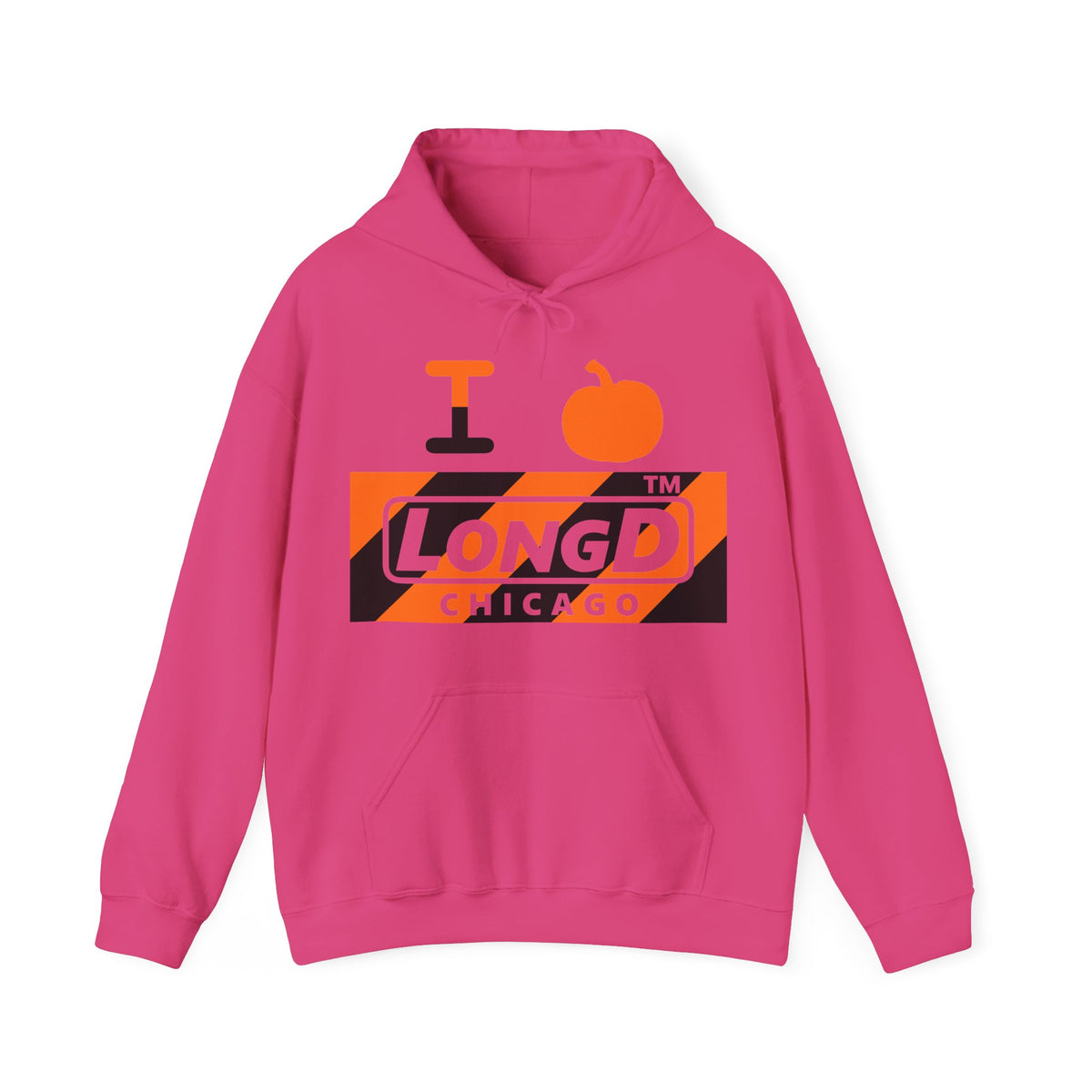 I pumpkin LongD Chicago negative diagonal 6-striped logo hoodie