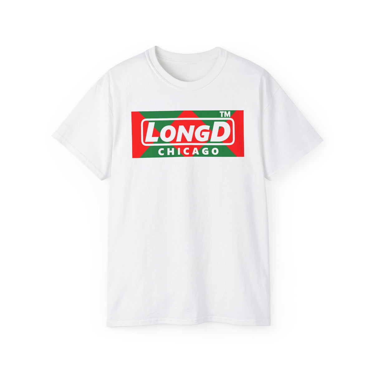 LongD Chicago negative big argyle logo (Xmas colors) cotton tee