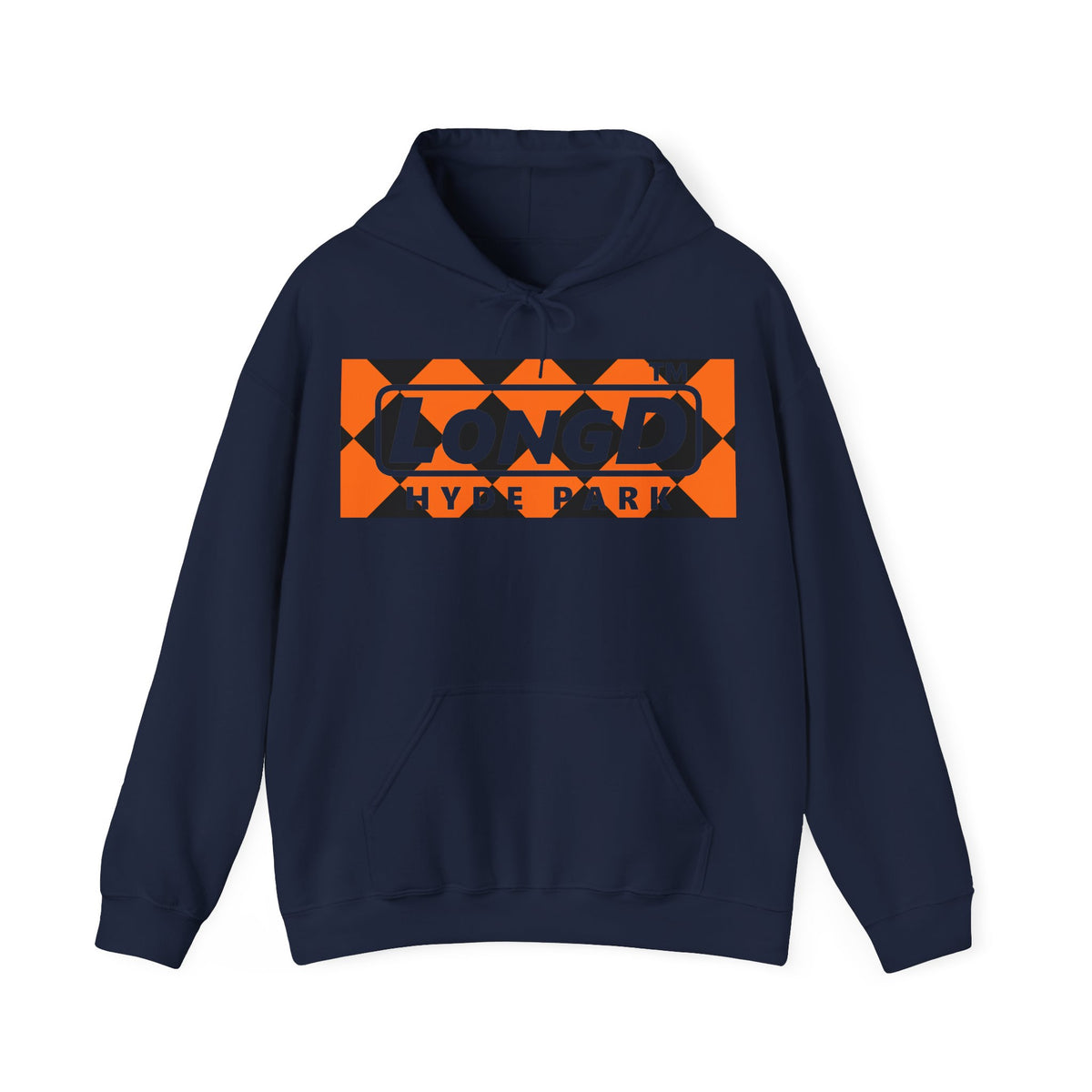 LongD Hyde Park negative argyle logo (Halloween colors) hoodie