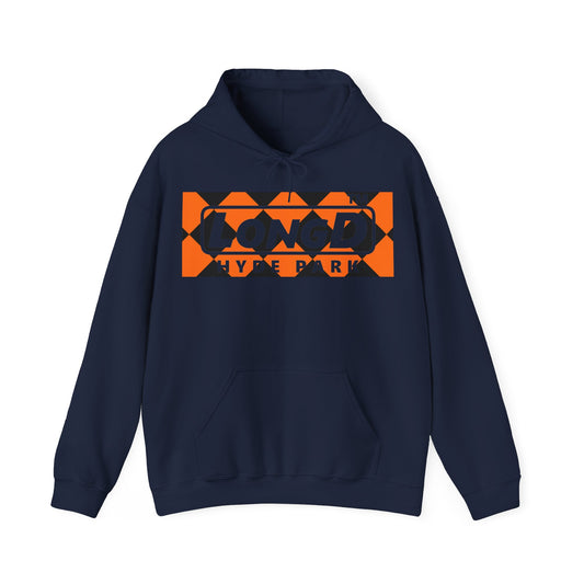 LongD Hyde Park negative argyle logo (Halloween colors) hoodie