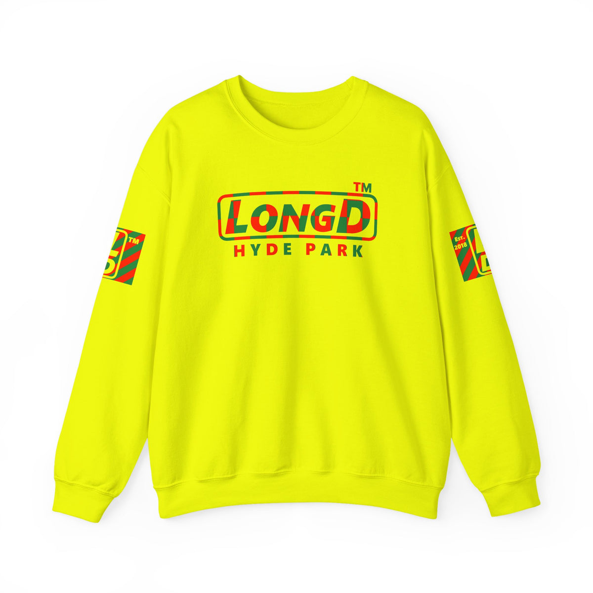 LongD Hyde Park positive checkered 4-print logo (Xmas colors) crewneck sweatshirt