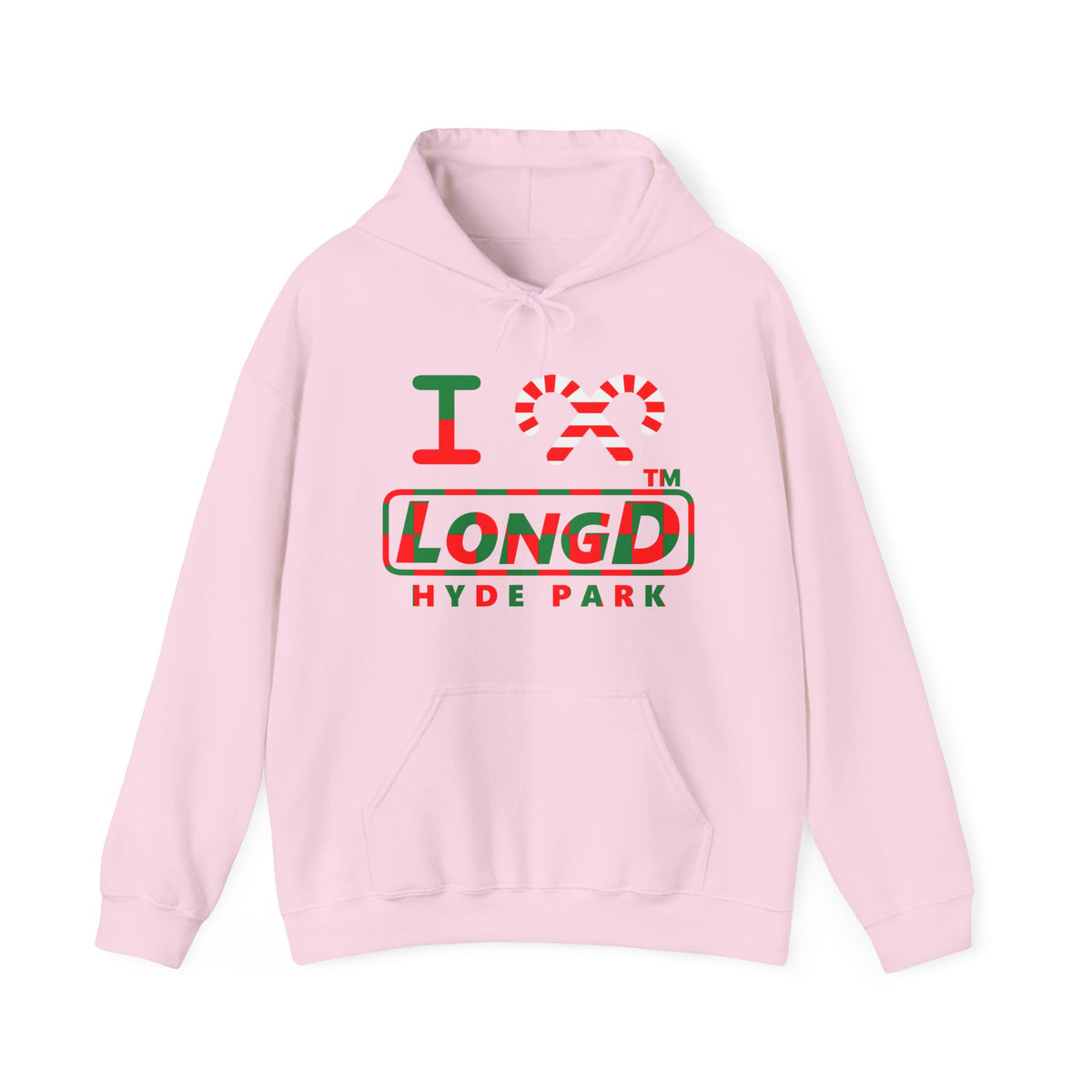 I candy cane LongD Hyde Park positive checkered logo hoodie