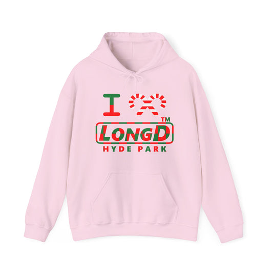 I candy cane LongD Hyde Park positive checkered logo hoodie