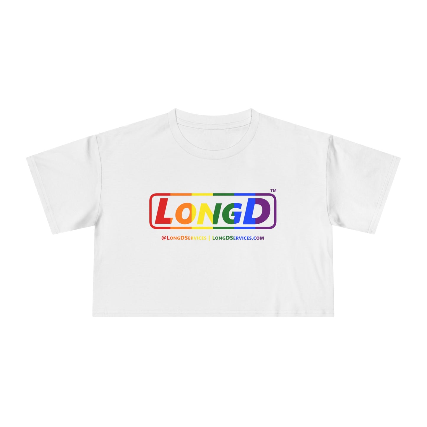 LongD Logo Women's Crop Tee (Pride color rainbow positive logo)