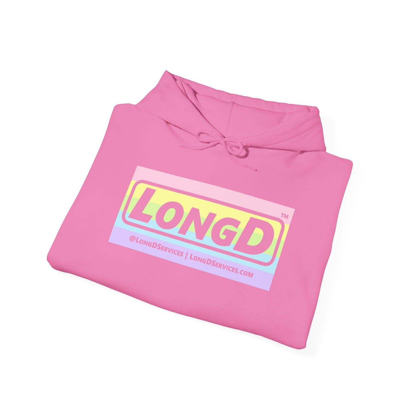 LongD® Logo Hoodie pastel striped negative text coloration