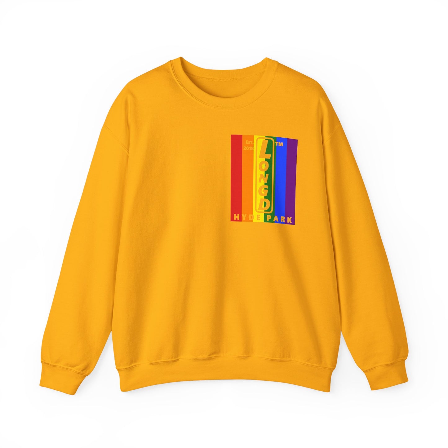 LongD negative flag single-breasted front-back Hyde Park upright logo crewneck sweatshirt (Pride colors)