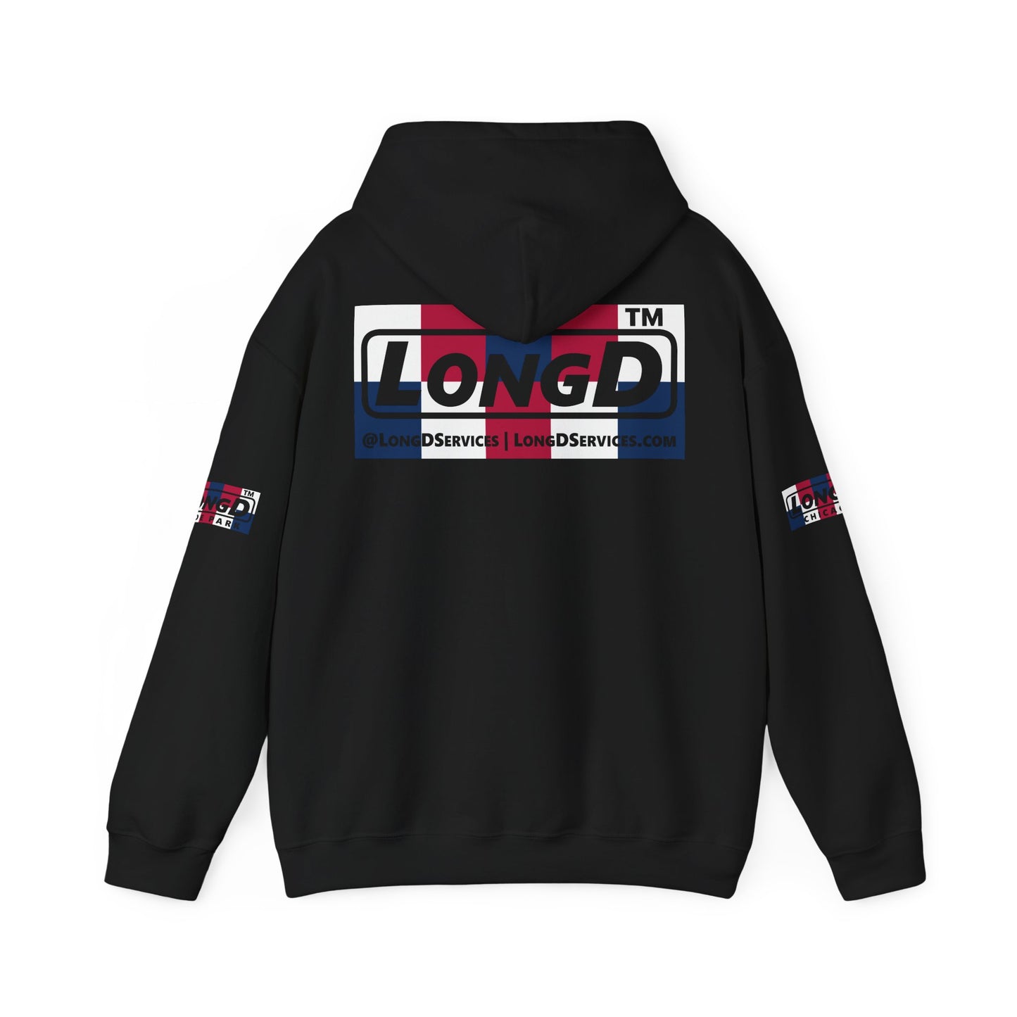 I firecracker LongD® negative 2x5 4-print double breasted tag logo hoodie