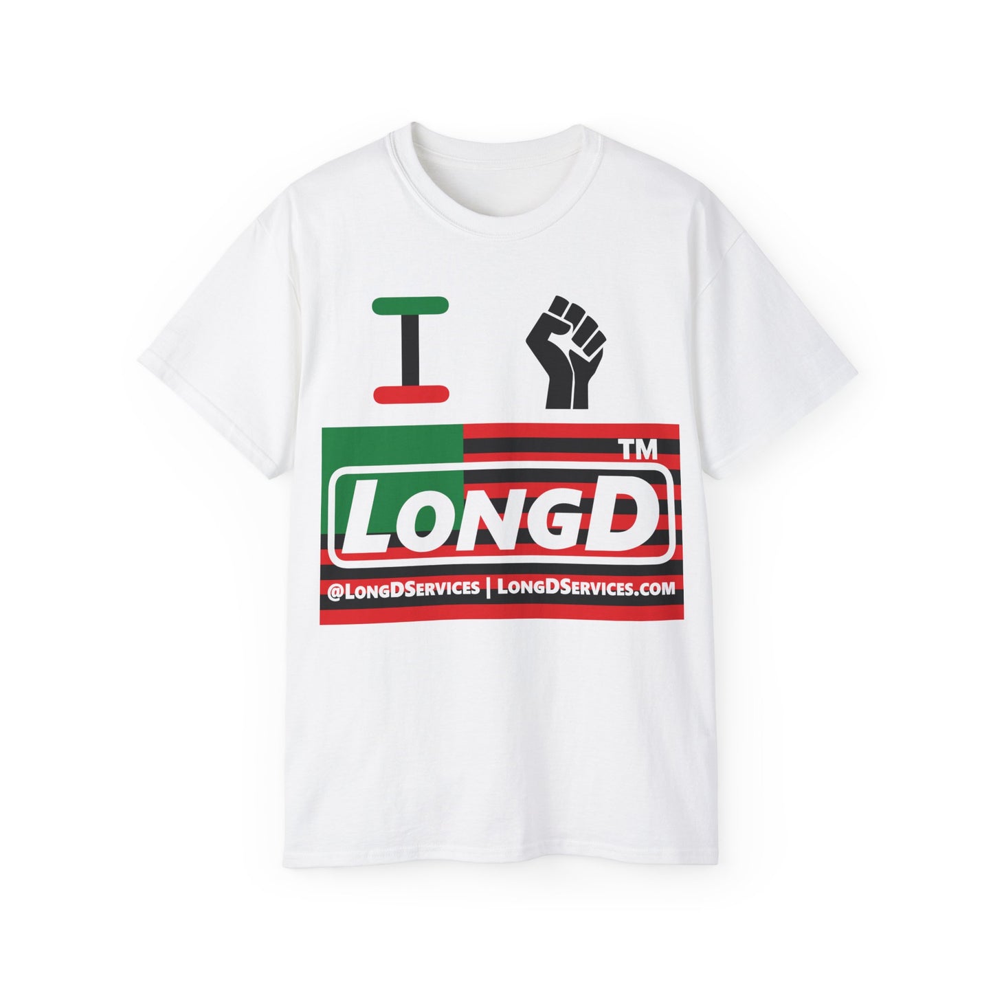 I fist LongD negative flag tag-domain logo cotton tee
